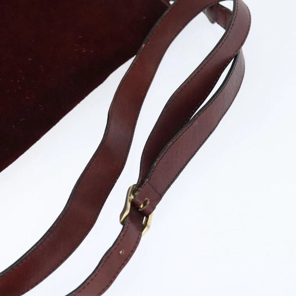 BALENCIAGA Shoulder Bag Suede Leather Bordeaux Gold Auth bs30414 - Picture 8 of 16